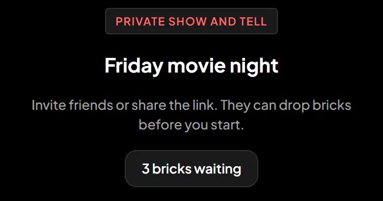 A real show lobby: three videos waiting before the host starts